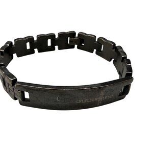 CH Men's Bracelet Engraved Geometric Black Minimalist Stainless Steel
